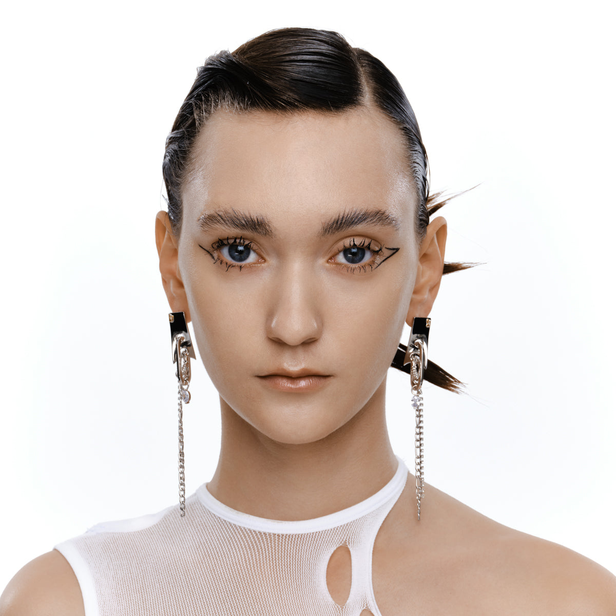 Armour and Chain Drop Earrings