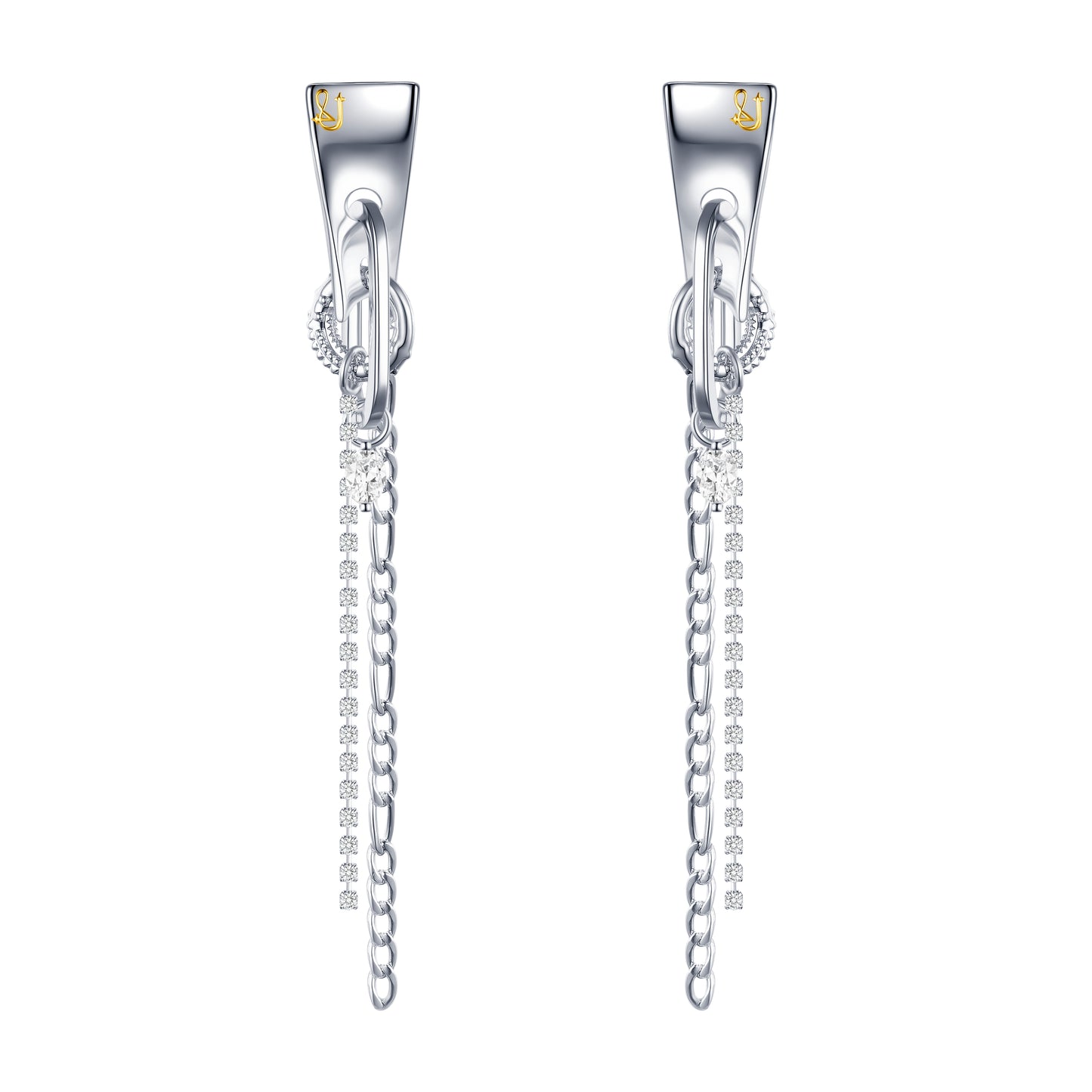 Armour and Chain Drop Earrings