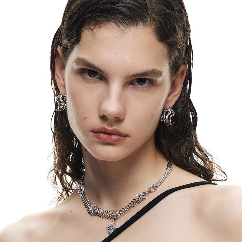 Metal Hoop Vine Earrings/Ear Cuffs