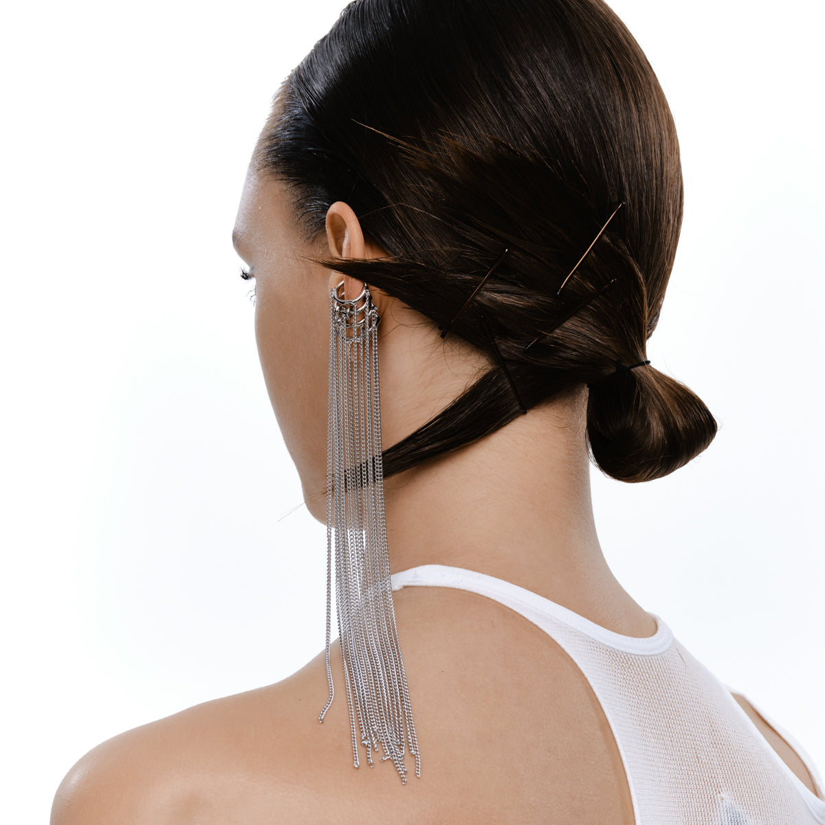 Vine and Chain Drop Ear Cuff