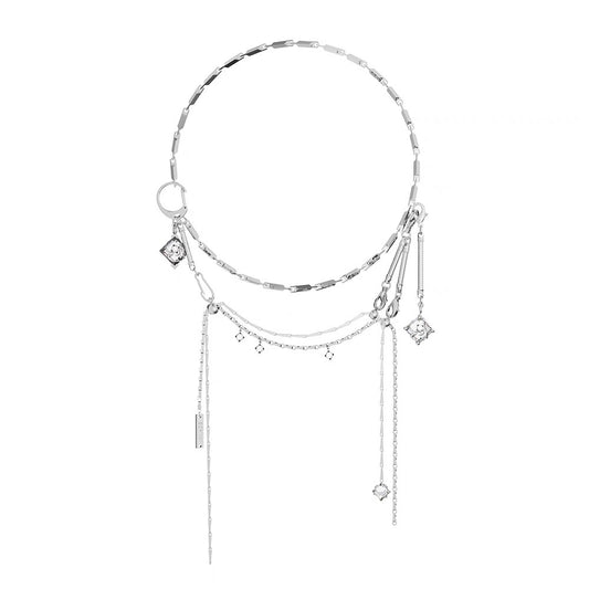 Abstract Orchid Drop Chain Adjustable Necklace