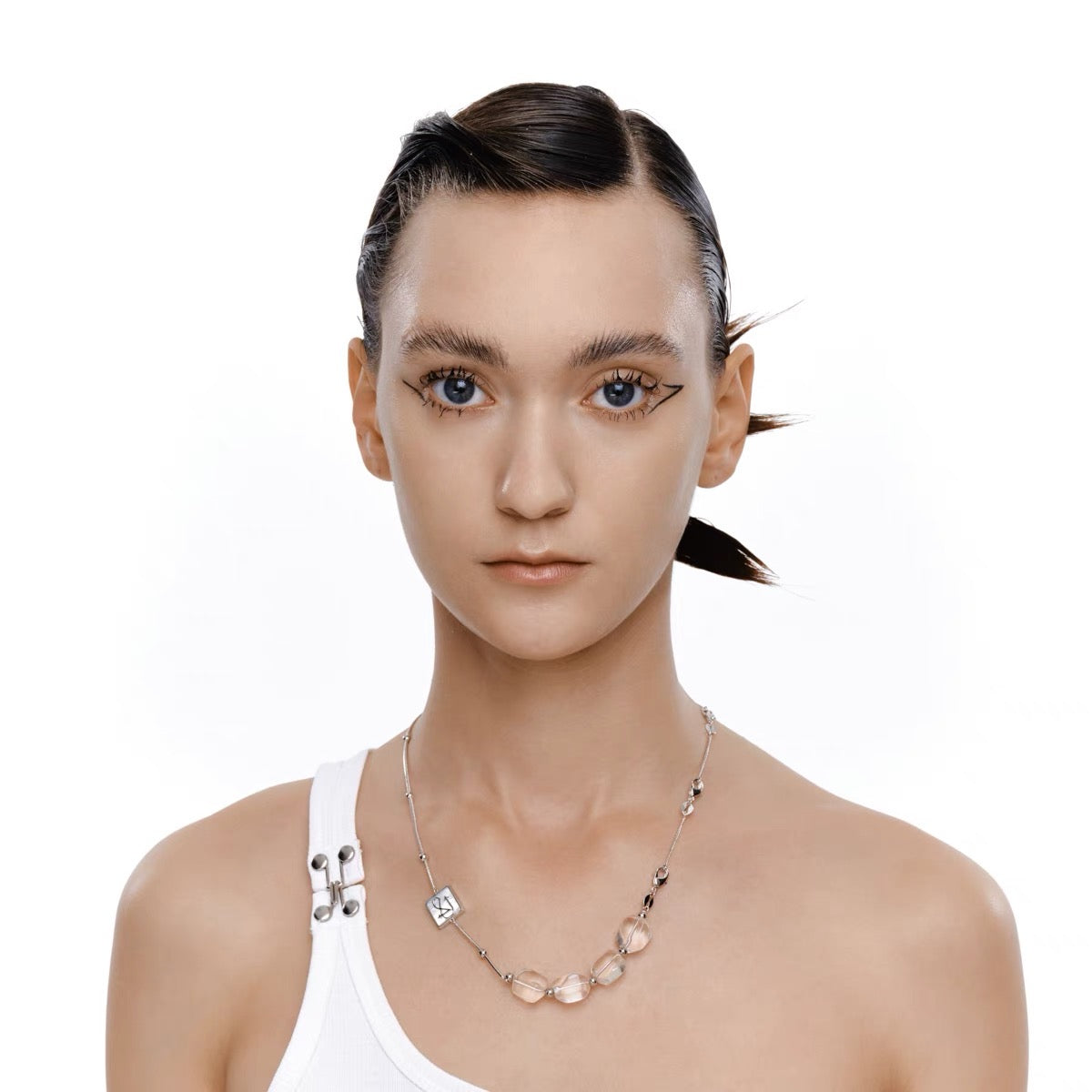Long Transparent Stone Necklace