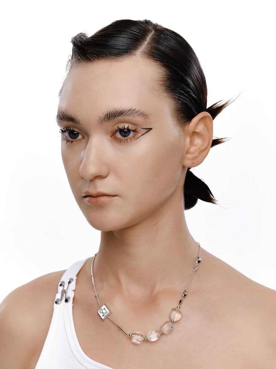 Long Transparent Stone Necklace